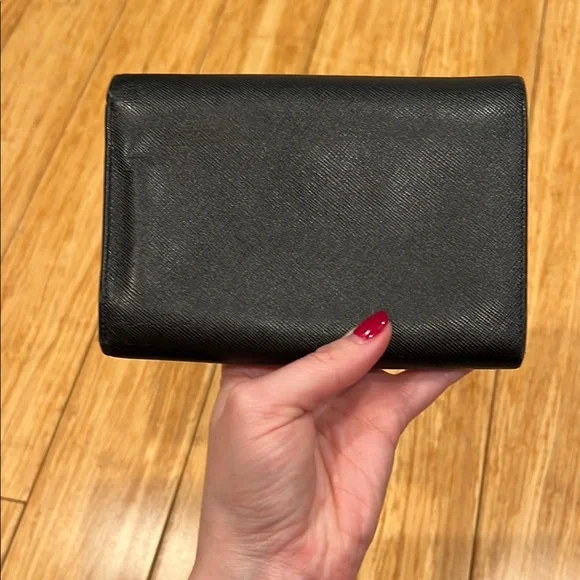 Prada Saffiano Triangle Flap Wallet Black - Picture 5 of 10